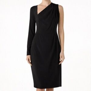Betsy & Adam One Shoulder Black Cocktail Dress Size 8 NWT Asymmetrical Formal